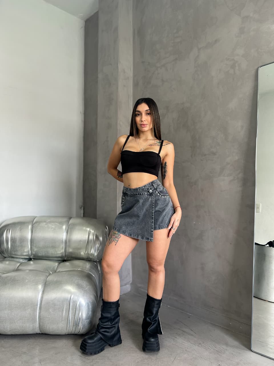 Short Pollera Juli Gris Tacha